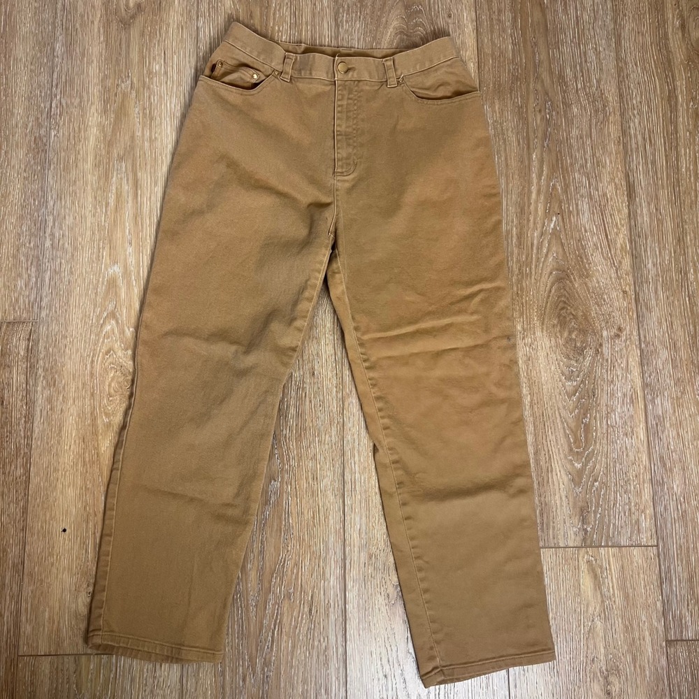 Lauren Jeans Co Ralph‎ Lauren Petite Tan Straight Leg Casual Pants 12P